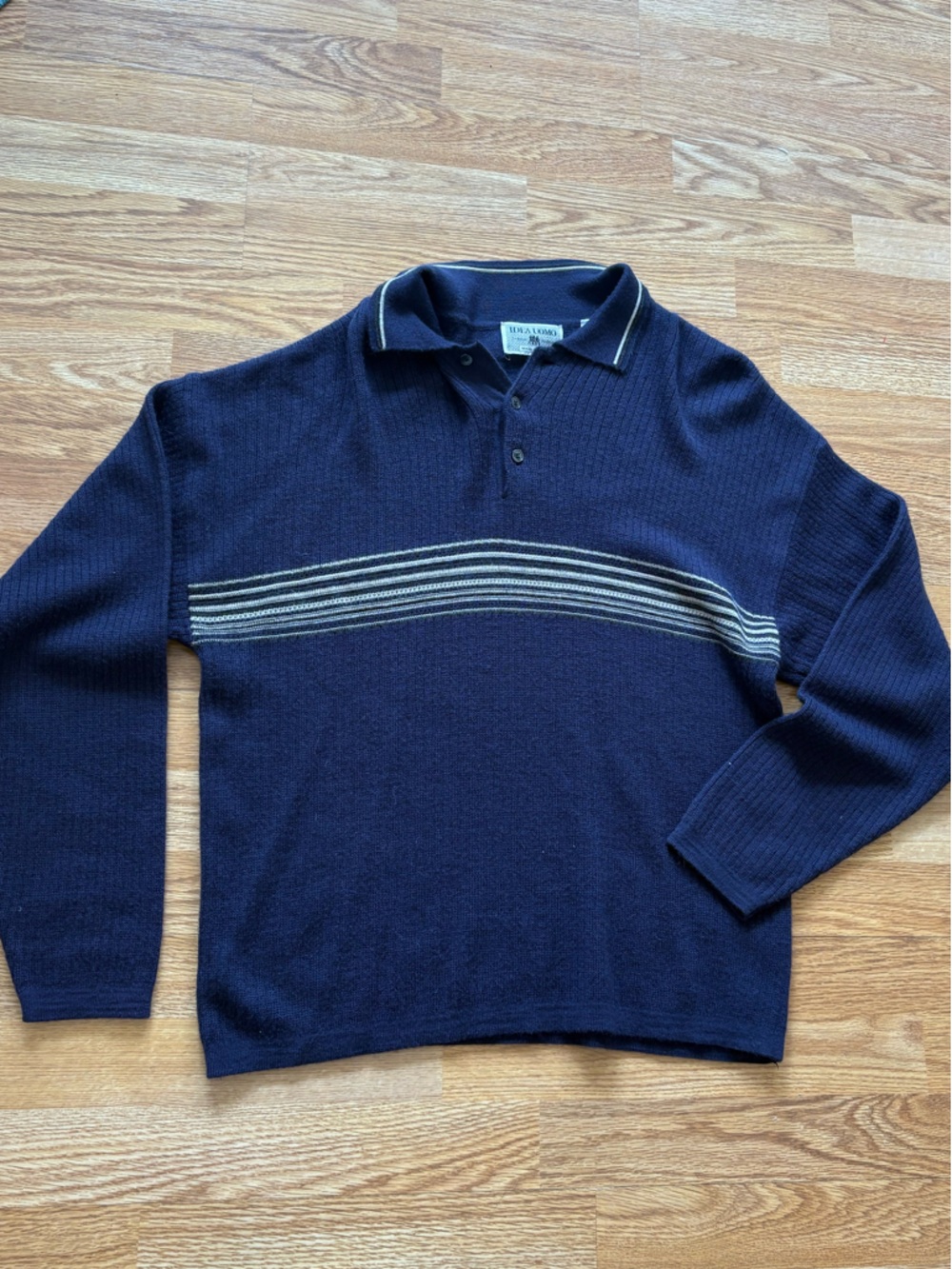 Idea Uomo Italian wool/cashmere collared long sleeve sweater shirt